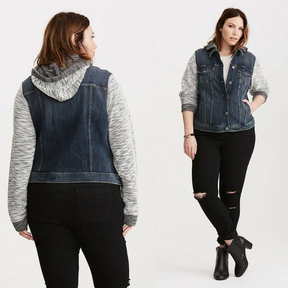 Torrid Denim French Terry Jacket Women's Plus Size - Picture 1 of 7